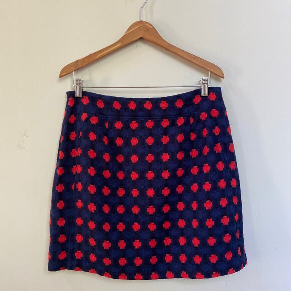 Boden Women's Embroidered Blue & Red A-Line Mini Skirt Academic Preppy 10R - Picture 6 of 6